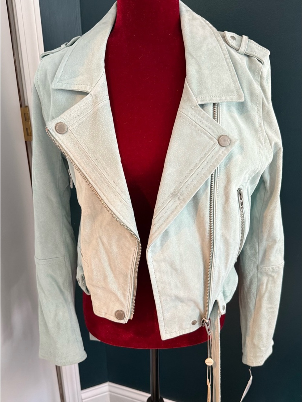 Women's Mint Suede Moto Jacket - Blank NYC